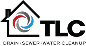 TLC logo featuring a house outline and a circular blue and red swirl, with the words "Design," "Service," and "High Tech Solutions" underneath.
